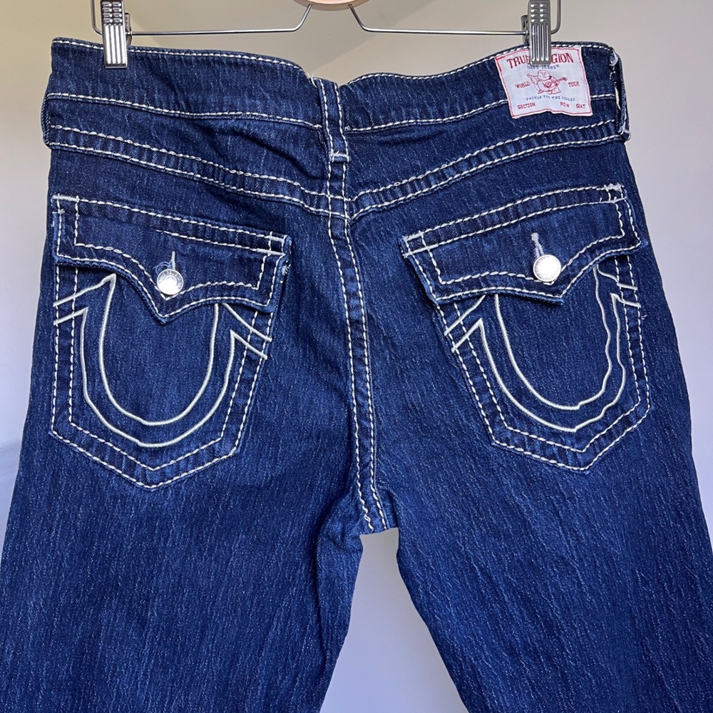 True Religion Ricki Relaxed Straight Jeans Size 33 Super T White Big Stitch Mens